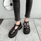 Faux Leather Stitched Trim Platform Shoes
