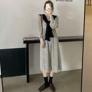 Long-sleeve Floral Loose Fit Dress