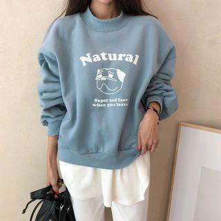 Mockneck Dog Print Sweatshirt