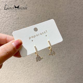 Rhinestone Elephant Dangle Earring 1 Pair - Elephant - One Size