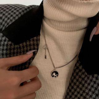 Horse Necklace Xl1012 - Silver & Black - One Size