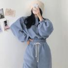 Set: Puff-sleeve Sweatshirt + Sweatpants