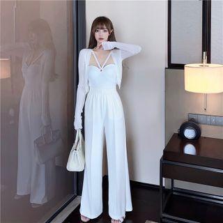 Halter-neck Camisole Top / Wide Leg Pants / Cardigan