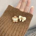 Asymmetrical Flower Bow Stud Earring 1 Pair - Coffee & Beige - One Size