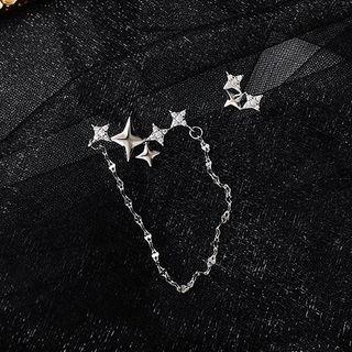 Asymmetrical Star Ear Cuff Earring 1 Pr - Silver - One Size