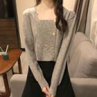 Long-sleeve Plain Square-neck Knit Sweater