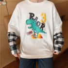 Mock Two-piece Cartoon Long-sleeve T-shirt