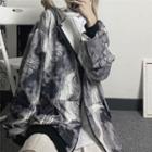 Tie-dyed Zip-up Hoodie Black - One Size