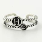 925 Sterling Silver Letter H Layered Open Ring Silver - One Size