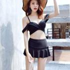 Set: Lace-up Back Bikini Top + Swim Skirt