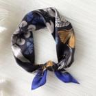 Swan Print Silk Scarf Navy Blue - 53x53cm - C108