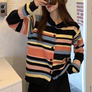 Striped Cardigan Stripes - Black & Yellow & Blue & Pink - One Size