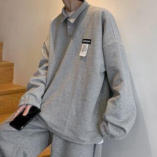 Set: Long-sleeve Applique Polo Shirt + Sweatpants