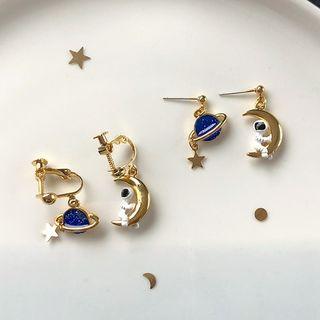 Non-matching Astronaut Drop Earring / Clip-on Earring