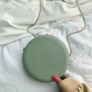 Faux Leather Round Shoulder Bag