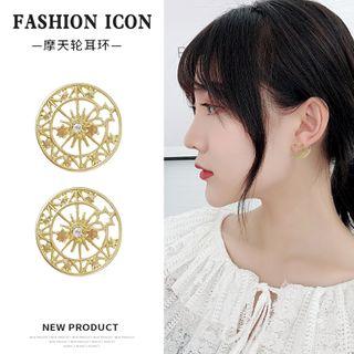 Rhinestone Alloy Star Earring E2463 - 1 Pair - Gold - One Size