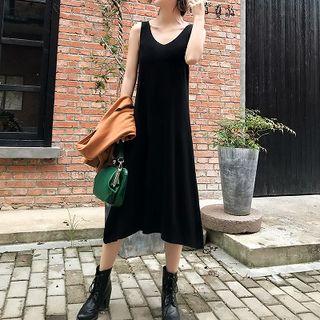 Sleeveless Midi Knit Dress Black - One Size
