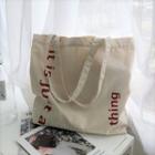Lettering Canvas Shopper Bag Beige - One Size