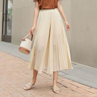 Band-waist Pleated Cropped Pants