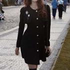 Set Of 2: Buttoned Sleeveless Dress + Bolero