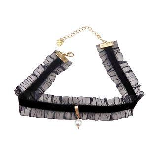 Faux Pearl Frilled Lace Choker