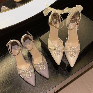 Faux Pearl Pointy Sandals