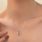 Heart Rhinestone Pendant Alloy Necklace Jml5122 - Silver - One Size