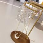 Moon Rhinestone Shell Pendant Necklace 1 Pc - Necklace - Gold - One Size