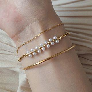 Gold Plated Half Bangle Bracelet Gold - One Size