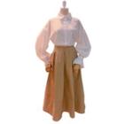 Lantern-sleeve Blouse / Midi A-line Skirt / Set