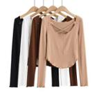 Long-sleeve Crisscross Lettuce Edge Top