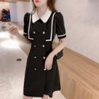 Puff Sleeve Sailor Collar Double Breasted Shirtdress