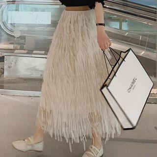 Maxi Fringed A-line Skirt