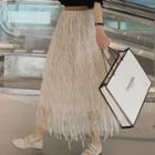 Maxi Fringed A-line Skirt