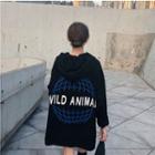 Print Loose-fit Hooded Pullover Black - One Size
