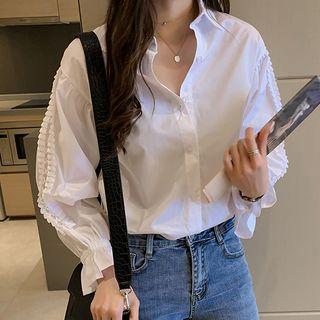 Bell-sleeve Perforated Shirt