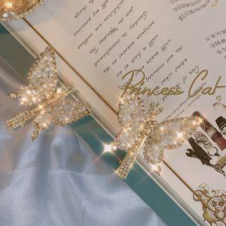 Faux Pearl Butterfly Hair Clip 1 Pc - Hair Clip - Butterfly - White - One Size