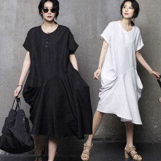 Buttoned Asymmetric Dress