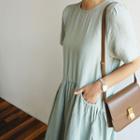 Round-neck A-line Asymmetric-hem Dress