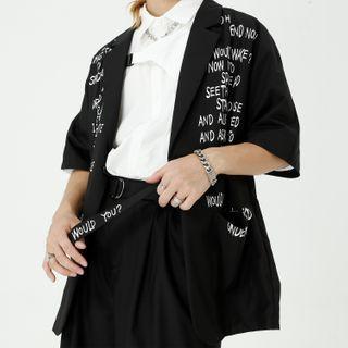 Set: Short-sleeve Lettering Shirt + Shorts