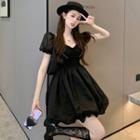 Off-shoulder Bubble Mini Dress