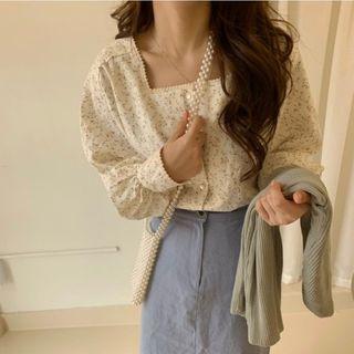 Floral Blouse / Midi A-line Skirt