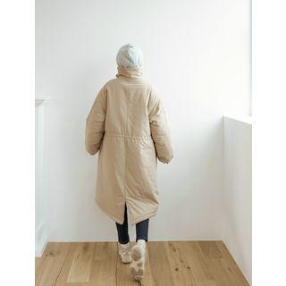 Plus Size High-neck Fleece Lined Long Parka