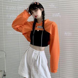 Set: Lettering Hoodie + Cropped Tank Top