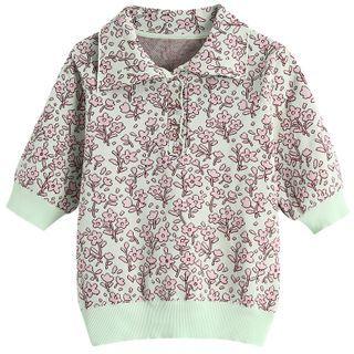 Elbow-sleeve Floral Print Knit Top / Shorts