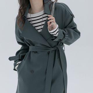 Strap Plain Trench Jacket