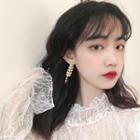 Faux Crystal Fringed Earring 1 Pair - White - One Size