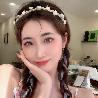 Floral Headband 1pc - White & Green - One Size