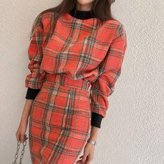 Woolen Plaid Ringer Pullover