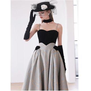 Spaghetti Strap Rhinestone Cocktail Dress